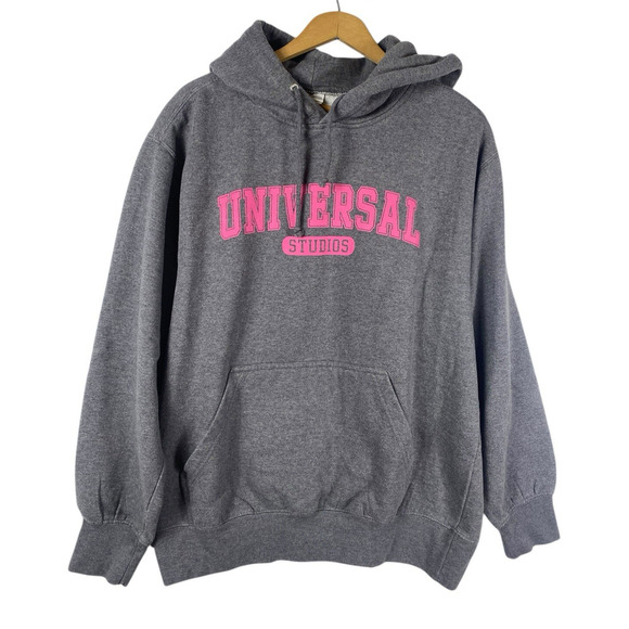 Universal Studios Hoodie Sweatshirt Size Large Mens Womens Gray Pink Pullover - Picture 1 of 9